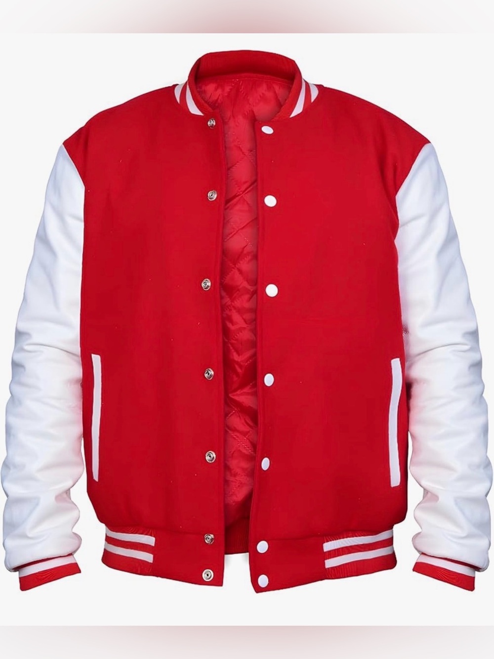Mens Varsity Letterman Jacket Wool Body Real Leather Sleeves XXL Bomber